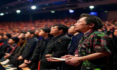 瘦猴探花2026年创作者计划发布会现场，台上演讲者正在介绍新计划细节，台下观众认真聆听，氛围热烈充满期待